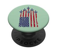 American Flag Patriotic Fighter Jet Airplane Flyover 4th PopSockets PopGrip Adesivo