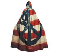American Flag-Peace-Sign-Retro Adult Witch - Mantello con cappuccio per costume di Halloween