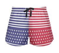 American Flag Stars and Stripes Pajama Bottoms Womens Lounge Shorts for Workout Gym Running,S