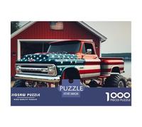 American Flag Truck Premium Cardboard Fun Relaxing Game, Great for Unwinding, Reducing Pressure And Enjoying Life 38x26cm/1000pcs