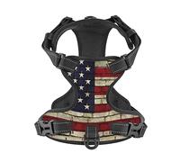 American Flag Vintage Riflettente Cane Imbracatura Senza Tirare Morbido Gilet Pettorina per Piccoli Medie Grandi Cani Cuccioli di