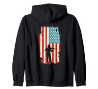 American Flag Violinista Orchestra String Instrument Felpa con Cappuccio