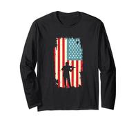 American Flag Violinista Orchestra String Instrument Maglia a Manica
