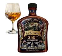 American Flag Whiskey Bottle - 350ML Commemorative Container | 250th Liquor Glass Bottle Decanter, For Dad Boyfriend Grandpa Husband Home Kitchen Restaurant Bar Symbol Of National Pride