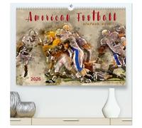 American Football - einfach cool (hochwertiger Premium Wandkalender 2026 DIN A2 quer), Kunstdruck in Hochglanz: American Football, Teamsport der ... Bilder in Wasserfarben-Technik.