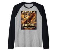 American Freedom Eagle 1776 - Maglietta Stile Patriottico Vintage Maglia con Maniche Raglan