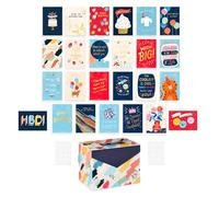 American Greetings Assortimento di 25 biglietti di compleanno con buste, sigilli e scatola portaoggetti (Wish Big)