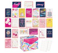 American Greetings Assortimento di 25 biglietti di compleanno per lei con buste, sigilli e scatola portaoggetti (fierce e favoloso)