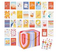 American Greetings Assortimento di 30 biglietti di compleanno con buste, sigilli e scatola portaoggetti (Kathy Davis Designs, Cake)
