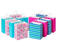 American Greetings Sacchetti regalo grandi da 33 cm (motivi rosa e blu) per compleanni, baby shower e tutte le occasioni (12 pezzi)