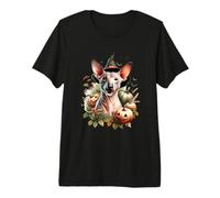 American Hairless Terrier Cane Halloween Acquerello Opera d'Arte Maglietta Premium