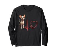 American Hairless Terrier Heartbeat ECG Divertente Amante degli Animali Domestici Maglia a Manica