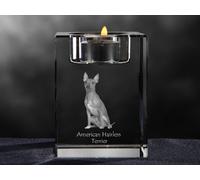 American Hairless Terrier, Kristall-Kerzenleuchter Con Cane, Crystal Animals