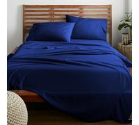 American Home Collection Set di lenzuola Deluxe, 4 pezzi, con tasca profonda, in microfibra extra morbida, senza pieghe, di facile manutenzione (king size, blu navy)