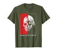 American Horror Story Tate Half Skull TV Show Maglietta, Uomo, Oliva, L