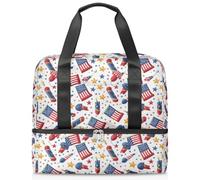 American Independence Day Borsone sportivo per donne uomini Kirls ragazzi ragazze 21 L Weekend Pernottamento Bagnato Separato Tote Bag per Viaggi Palestra Yoga, Colore, Grande, Organizer per borse