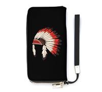 American Indian Copricapo Piume Cultura Americano Portafoglio Sottile per Le Donne Borsa Lunga Carino Pochette Da Polso Borsa Titolari di Carta, Stile:, 20x10.5cm