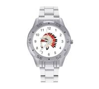 American Indian Headdress Piume Cultura Americano Orologi Da Uomo In Acciaio Inox Cinturino Analogico Al Quarzo Orologio Da Polso, Stile:, regular, Bracciale