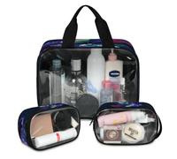 American Jazz Singer Woman Travel Makeup Bag per donne uomini, donne borse cosmetiche traslucide 3 pezzi grande sacchetto doccia lavaggio articoli da toeletta cosmetici organizer, Colore, L, Astuccio