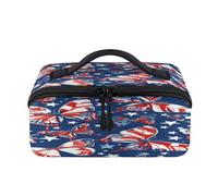 American July 4th Butterfly Travel Makeup Bag Portable Waterproof Pouch Open Flat Toiletry Bags Toiletries Cosmetics, Organizzatore da viaggio per donne e uomini