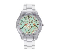 American Kestrel Pattern Orologi da uomo in acciaio inox cinturino analogico al quarzo orologio da polso business, Stile:, regular, Bracciale