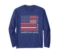 American Made Barcode Flag Stars & Stripes 4th July 1776 Maglia a Manica