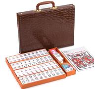 American Mahjong Game Set 166 piastrelle bianche incise per Western Mah Jong, Mah jongg Play with Traveler Size Custodia per il trasporto, dadi, patatine, manuale, indicatore del vento - Rack e
