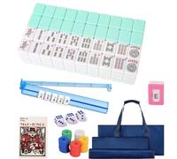 American Mahjong Set, Andmahjong Tile Bag, Travel Mahjong Set American | With 3 Dice, Instruction Manual, 100 chips, a weather vane，Andmahjong Tile Bag, 4 All-in-one Racks(Light Green)