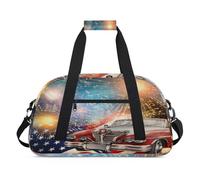 American Memorial Day Old Car Kids Duffel Bags for Girls Boys, Pernottamento Weekender Travel Bag 24L Sport Palestra Duffel Bag Pratica Tote Carry Bag, Colore, (24L) UK, Organizer per borse