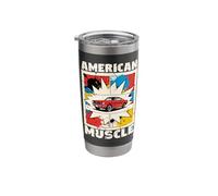 American Muscle Car Lovers Comic Style Auto Mechanic Bicchiere termico in acciaio inox doppia parete