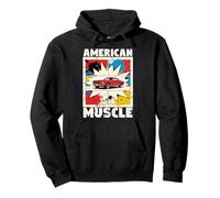 American Muscle Car Lovers Comic Style Auto Mechanic Felpa con Cappuccio
