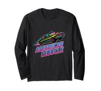 American Muscle Car Vintage Anni '80 Synthwave Geometrico Retro Maglia a Manica