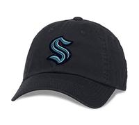American Needle Blue Line Collection NHL National Hockey League Team Cappello da Baseball Regolabile, Seattle Kraken (Nero), Taglia Unica