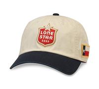 AMERICAN NEEDLE Cappello da baseball regolabile con licenza ufficiale Texas Lone Star Beer, United Slouch (Avorio/Navy), Taglia unica