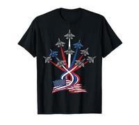 American Patriotic Fighter Jets Bandiera USA 4 luglio Maglietta