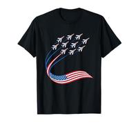 American Patriotic Fighter Jets Bandiera USA 4 luglio Maglietta