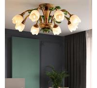American PendantLamp Francese Pastorale Creatività Fiore Soggiorno Sala da Pranzo Camera da Letto Villa Modello Camera Home Decor Led Lampadario (D A 8 luci)