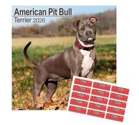 American Pit Bull Terrier Calendario 2026 con adesivi organizzativi gratuiti | Calendario 16 mesi di razza di cani | 2025 da settembre 2026 a dicembre