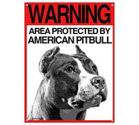 AMERICAN PITBULL TARGA ATTENTI AL CANE CARTELLO WARNING AREA PROTECTED BY