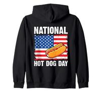 American Pride BBQ Party National Hot Dog Day Patriottica Felpa con Cappuccio