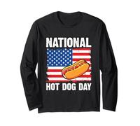 American Pride BBQ Party National Hot Dog Day Patriottica Maglia a Manica