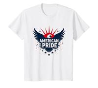 American Pride: Emblema dell'aquila patriottica per i patrioti Maglietta, Bambini, Bianco, 10 Anni