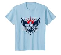 American Pride: Emblema dell'aquila patriottica per i patrioti Maglietta, Bambini, Celeste, 12 Anni