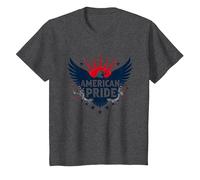 American Pride: Emblema dell'aquila patriottica per i patrioti Maglietta, Bambini, Grigio Scuro, 12 Anni