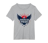 American Pride: Emblema dell'aquila patriottica per i patrioti Maglietta, Donna Plus-Size, Grigio Melange, 5X