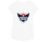 American Pride: Emblema dell'aquila patriottica per i patrioti Maglietta, Ragazze, Bianco, L
