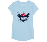 American Pride: Emblema dell'aquila patriottica per i patrioti Maglietta, Ragazze, Celeste, L