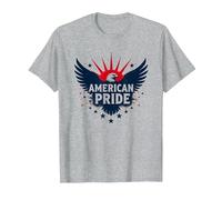 American Pride: Emblema dell'aquila patriottica per i patrioti Maglietta, Uomo, Grigio Melange, L
