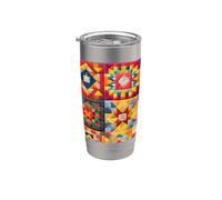 American Quilt Colorful Patchwork Quilting Quilter Cucito Bicchiere termico in acciaio inox doppia parete