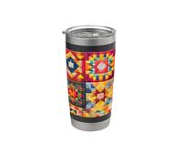 American Quilt Colorful Patchwork Quilting Quilter Cucito Bicchiere termico in acciaio inox doppia parete